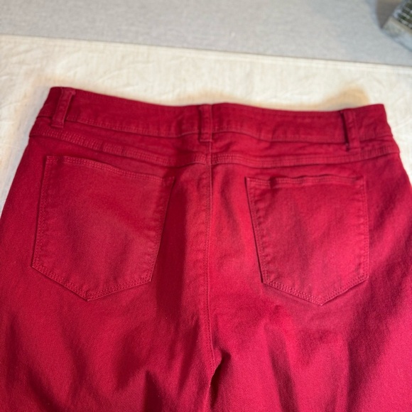 Dana Buchman Jeans Womens Size 12 Solid Red Pants Stretch Cotton Blend - Picture 5 of 8